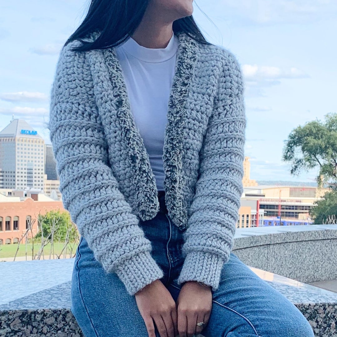 Chunky Crochet Lightweight Cropped Crochet Sweater Cloud Cardigan