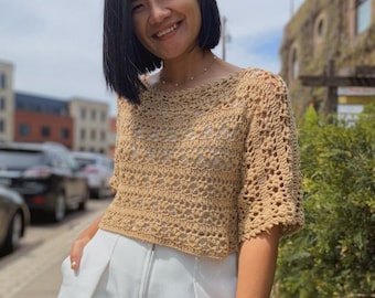 Lacy Summer Top Crochet Pattern (PDF File), Beginner Friendly, Sizes XS-XXL