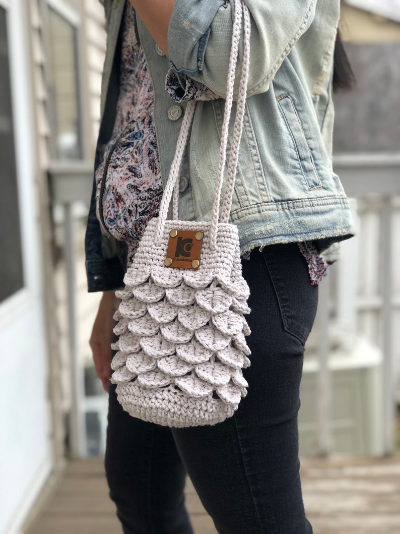 Crochet Pattern : Crochet crocodile stitch crochet bag Pattern, PDF file and video tutorial, crochet bag pattern, crochet bag, crochet purse image 5