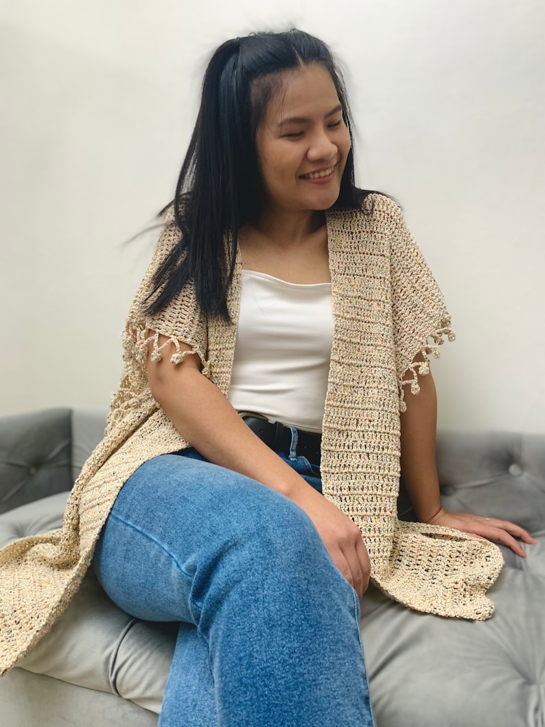 Crochet Kimono Cardigan Pattern Crochet pattern Pdf digital download and video tutorial includes women's sizes XS-4XL, crochet, pattern image 5