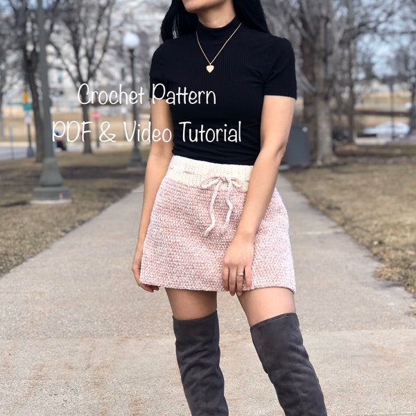 Crochet pattern : crochet skirt pattern  PDF and Video tutorial Sizes us women's XS - XXL, crochet, crochet skirt, crochet women’s pattern