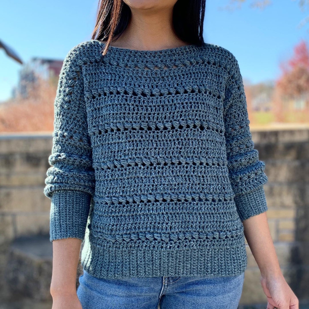 ameri MEDI LOOSE CROCHET KNIT ブルー Ameri（アメリ）の「MEDI LOOSE CROCHET KNIT（ニット/セーター