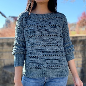 Easy crochet sweater pattern PDF digital download and video tutorial, includes women&#39;s sizes XS-XXL