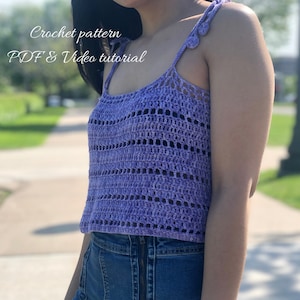 Crochet tank top pattern : For us women's XS XXL. PDF file and video tutorial. crochet summer breeze tank top, crochet pattern,crochet top image 1