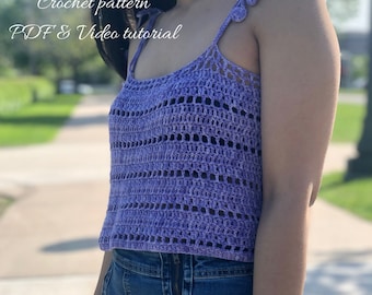 Gehäkeltes Tank Top Muster: Für uns Frauen XS - XXL. PDF-Datei und Video-Tutorial. gehäkeltes Sommer Breeze Tank Top, Häkelmuster, Häkeltop