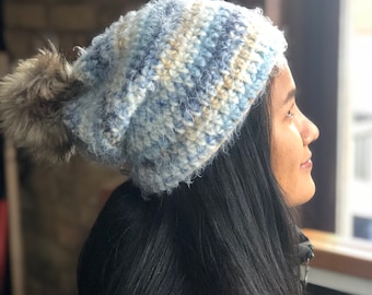 Easy Crochet Pom Pom Hat Pattern PDF and Video Tutorial