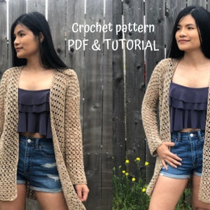 Breezy Crochet Cardigan Pattern for summer, Digital PDF pattern and video tutorial image 1