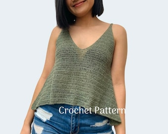 Easy Crochet Tank Top Pattern PDF and bonus Video Tutorial includes women's sizes XS-XXL, a simple easy crochet top for summer