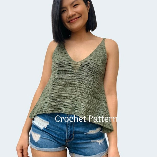 Easy Crochet Tank Top Pattern PDF and bonus Video Tutorial includes women's sizes XS-XXL, a simple easy crochet top for summer