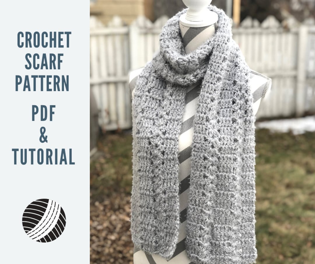 Modello PDF Sciarpa all'uncinetto (include video tutorial gratuito
