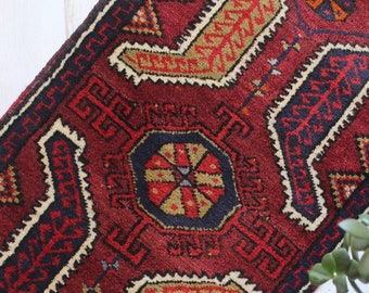 1'7"x3'4" ft Vintage Small Turkish Carpet,Tribal,Ethnic,Traditional,Rustic Handwoven Small Wool Rug, Wool Door Mat
