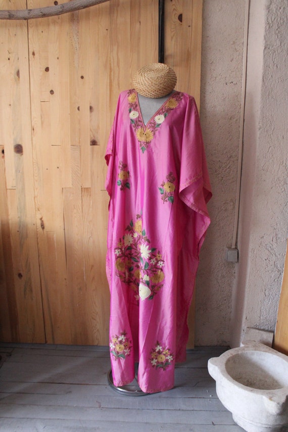 Suzani Silk Dress, Bohemian Dress, Embroidered S