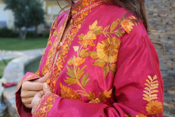 Suzani Silk Jacket, Bohemian Jacket, Embroidered