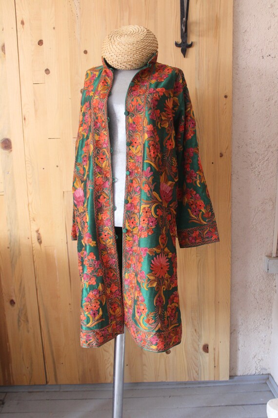 Suzani Silk Dress, Bohemian Dress, Embroidered S