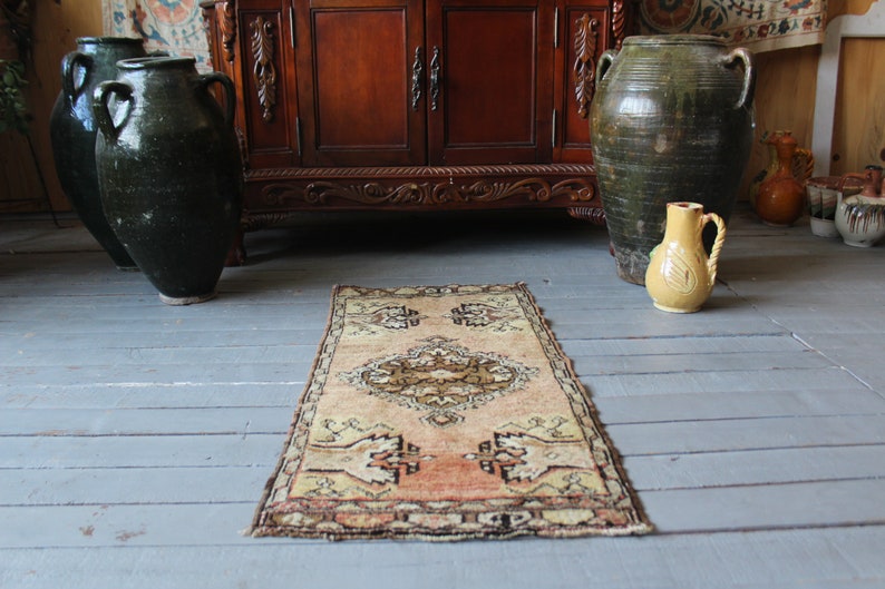 1/'5 x 3/'3 Vintage Small Turkish Carpet,Tribal,Ethnic,Traditional,Rustic Handwoven Small Wool Rug Wool Door Mat
