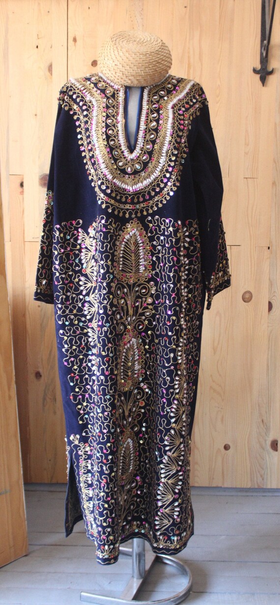 Velvet Ethnic Dress, Embroidered Ottoman Dress, Bo
