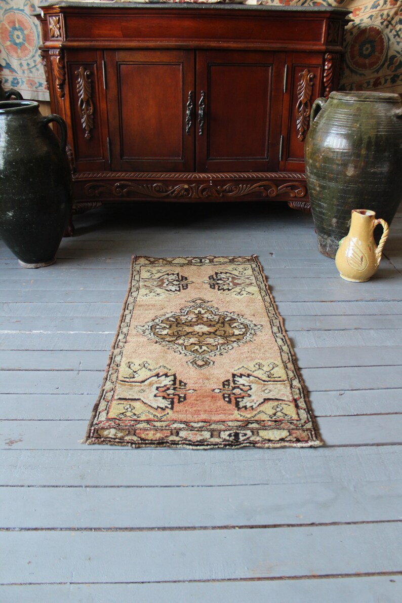 1/'5 x 3/'3 Vintage Small Turkish Carpet,Tribal,Ethnic,Traditional,Rustic Handwoven Small Wool Rug Wool Door Mat