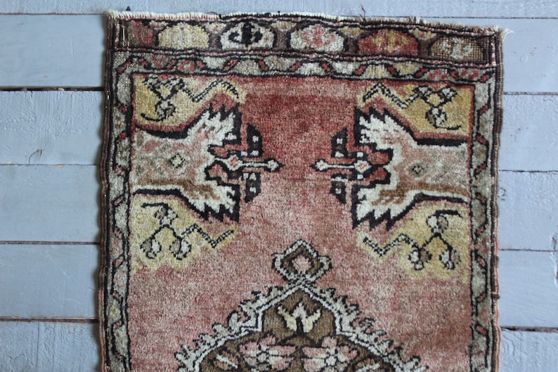 1/'5 x 3/'3 Vintage Small Turkish Carpet,Tribal,Ethnic,Traditional,Rustic Handwoven Small Wool Rug Wool Door Mat