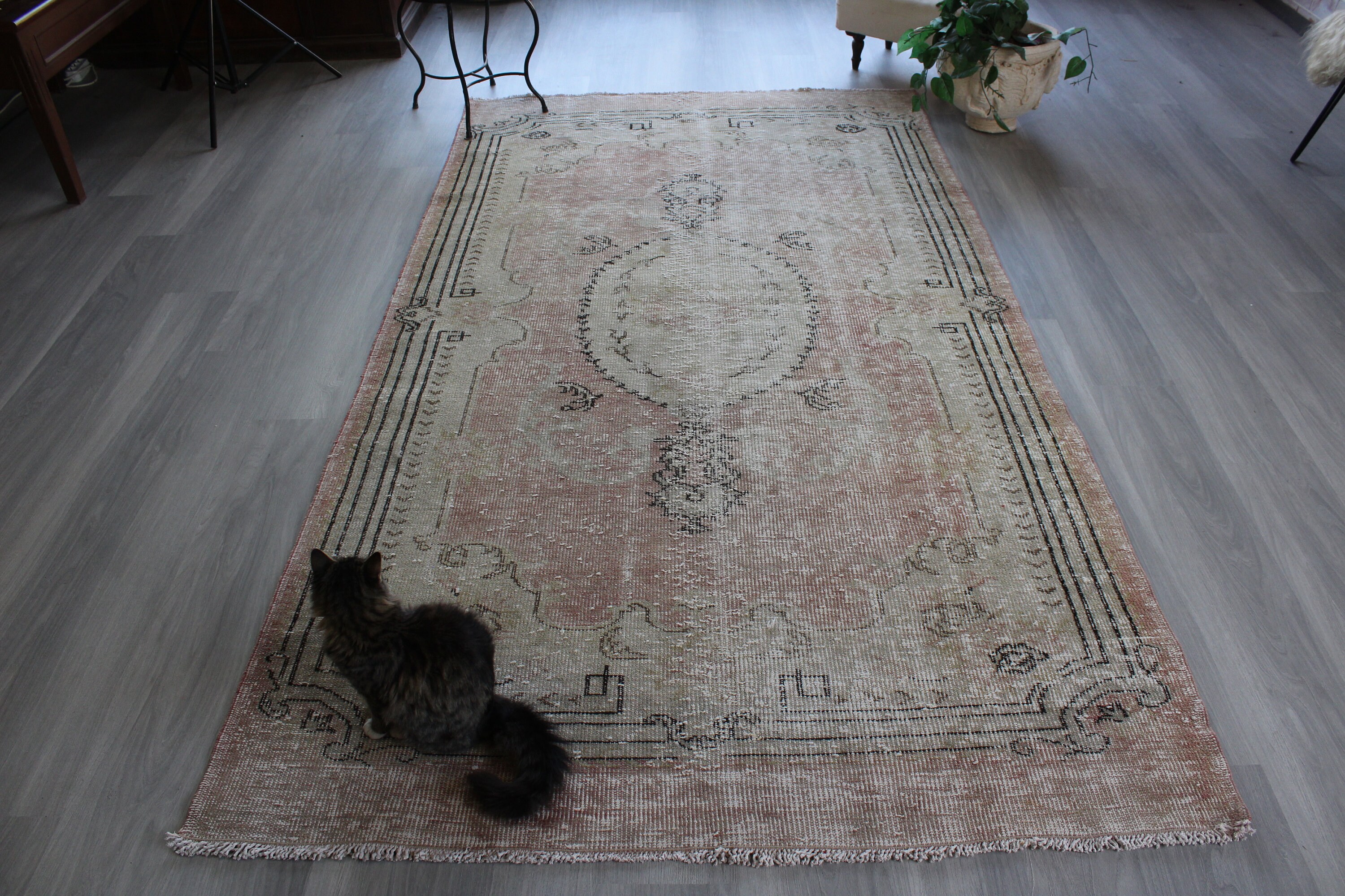 4'9x8'8 Pale Pink Rug Vintage Rug Etsy