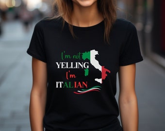 Ich schreie nicht, ich bin Italiener, lustiges italienisches Hemd, Italien-Hemd, italienische Kulturhemd, cooles italienisches Hemd, italienisches Kartenhemd, italienische Farben