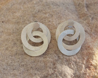 Ear studs made of sterling silver, round and convertible