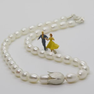 Pearl necklace with silver flower pearl necklace 46 cm image 6