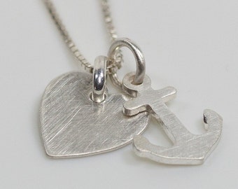 Silver chain anchor meets heart made of 925 silver