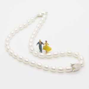 Pearl necklace with silver flower pearl necklace 46 cm image 2