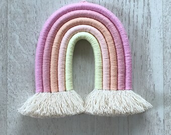Wandbehang, Makramee, Regenbogen ,,Mini Pastell''