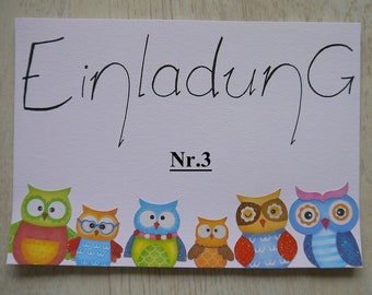 Invitation cards with 6 owls