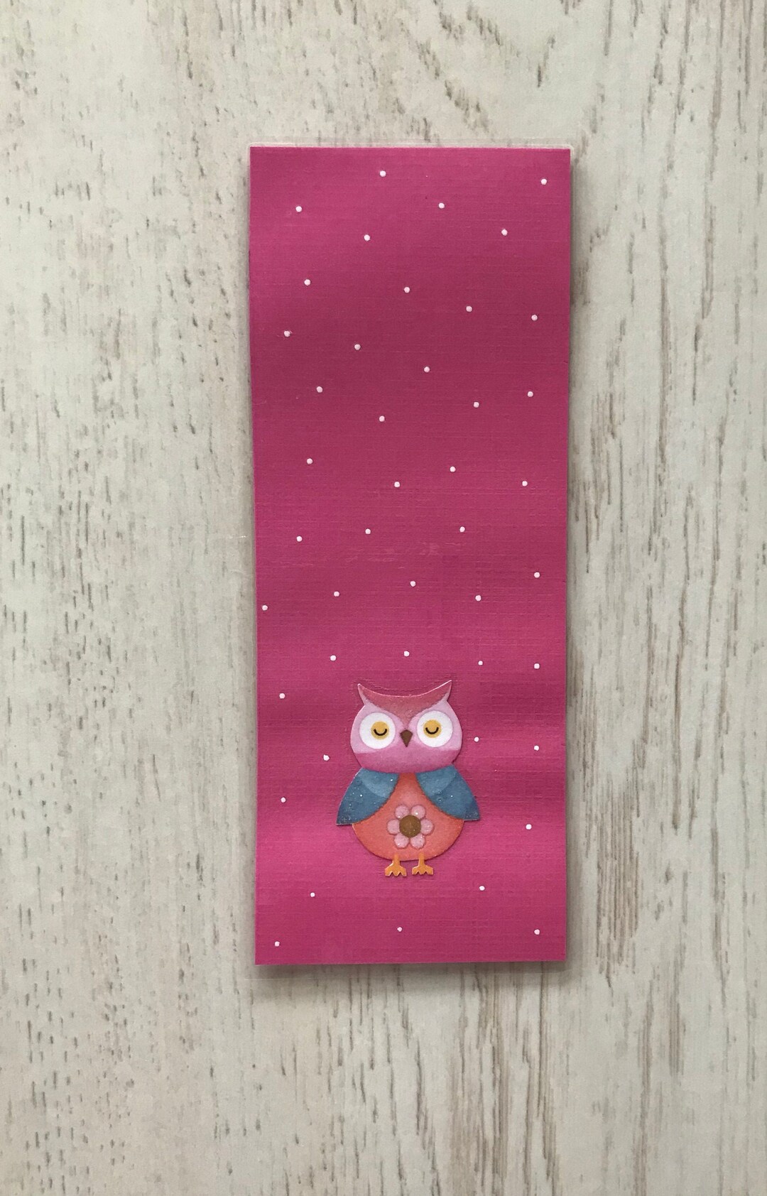 Pink Bookmark , Sleep Owl With White Dots' - Etsy