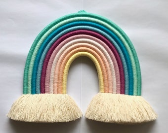 Wandbehang, Makramee, Regenbogen ,,multi color''