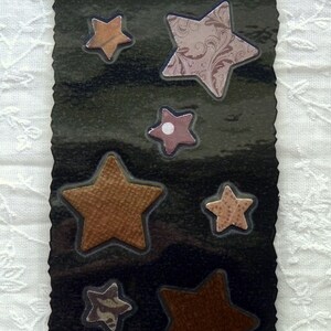 Black bookmark with brown stars and owl image 2