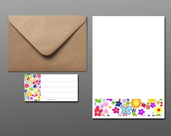 Schreibblock Sonnenblumenfeld liniert A4 25 Blatt Briefpapier Sonnenblume Blumen