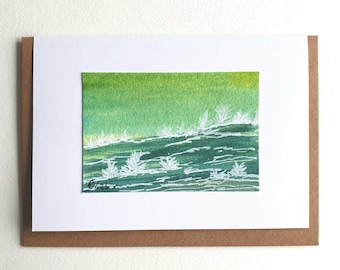 Handgemalte Grußkarte mit Winterlandschaft - Unikat – Kunstkarte – Handmade Watercolor - Sammlerstück - Klappkarte - Faltkarte