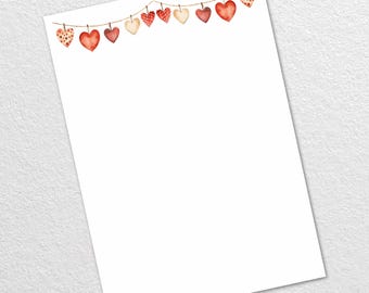 Briefpapier / Notizzettel lose | Herzgirlande | Geschenkidee  Hochzet |  Verlobung | Liebe | Briefumschläge | Adressaufkleber