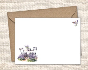 Briefpapier-Set - Lavendel - Korrespondenzkarten - Schreibset - notecards