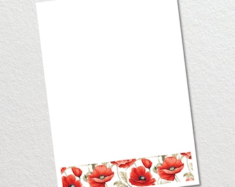 Briefpapier Mohnblumen | Notizzettel | Mohnblüten | Briefpapier mit Blumen Design | Geschenk für Blumenliebhaber | Briefpapier Einladung