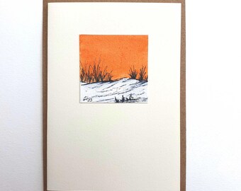 Grußkarte Unikat | Aquarell | handgemalt | Abendhimmel | Kunstkarte | Sammlerstück | Miniatur Bild