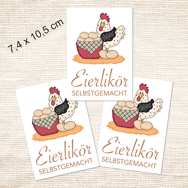 Eierlikör Aufkleber - Etiketten Sticker selbstgemacht hausgemacht Küche Likörflaschen