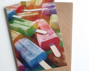 Grußkarte mit Briefumschlag | Eis am Stiel | Handgemachte Karte |  Klappkarte
