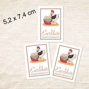 Eierlikör Aufkleber Etiketten Sticker selbstgemacht hausgemacht Küche Likörflaschen 16 Stk. 5,2x7,4 cm