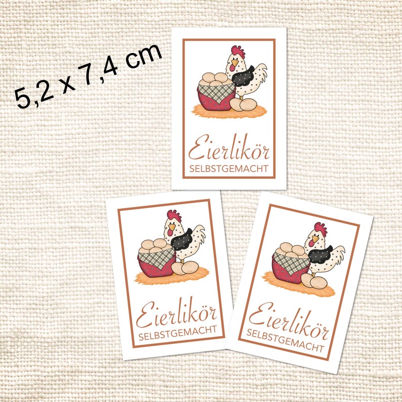 Eierlikör Aufkleber Etiketten Sticker selbstgemacht hausgemacht Küche Likörflaschen 16 Stk. 5,2x7,4 cm