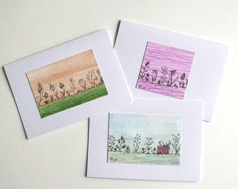 Handgemalte Aquarellkarten nach Wahl – Unikat Grußkarten – Blumen auf Klappkarte - Sammlerstücke