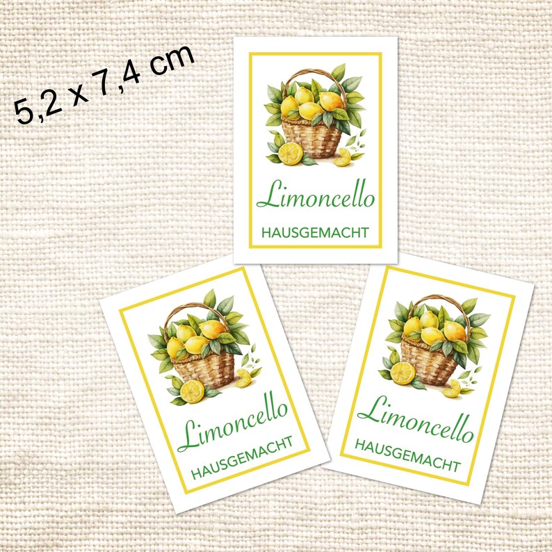 Limoncello Aufkleber Etiketten Sticker selbstgemacht hausgemacht Küche Likörflaschen 16 Stk. 5,2x7,4 cm