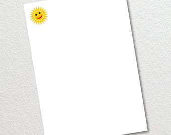 Briefpapier "Lachende Sonne" | Notizzettel | Briefpapier mit Sonnen Design | Briefpapier für Kinder | Geschenk zur Einschulung