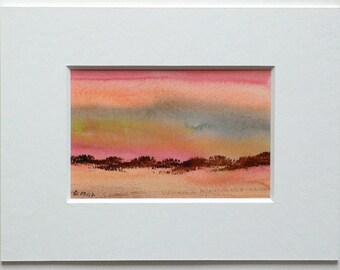 eigenARTen Original Aquarell / Landschaft in Orange no 2