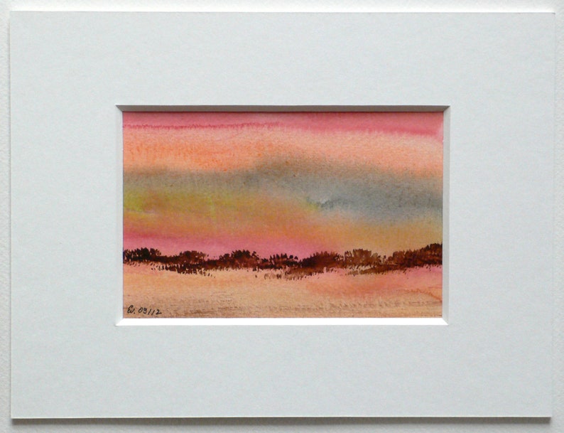 eigenARTen Original Aquarell / Landschaft in Orange no 2 image 1