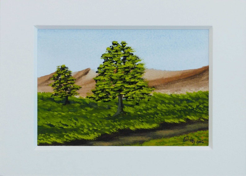 eigenARTen Original Gouache auf Papier Landschaft mit Baum Landscape image 1
