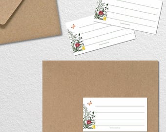 Briefumschläge mit Adressauklebern | Frühlingsblumen | Asdressaufkleber | Geschenkaufkleber